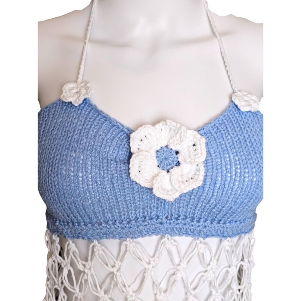 🌸 Handmade Knit & Crochet Flower Top‎ 🌸 - Picture 3 of 8